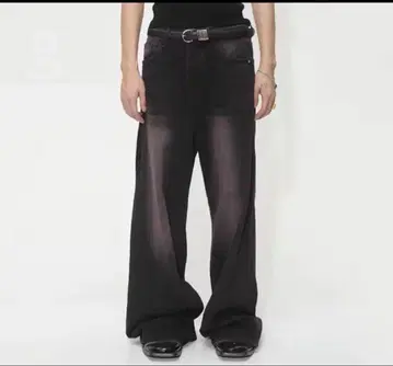 menes Pinkish Purple 핑크 퍼플 와이드 데님 배기 데님