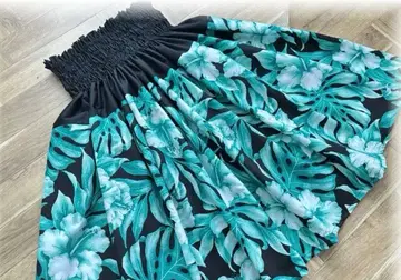 투톤 컬러 파우스커트 몬스테라 하이비스커스 플라댄스 71cm