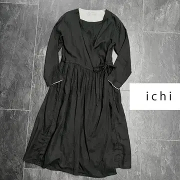 ICHI 이치 린넨코튼 카슈쿨 원피스 맥시 길이 블랙