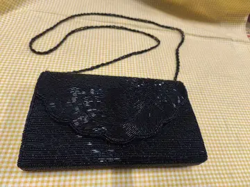 컨디션 최상 비즈 장식 블랙 카시와 비즈 숄더백 여성용 비즈백