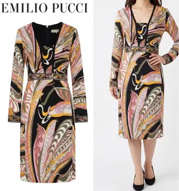 Q34 M 에밀리오 푸치 푸치 패턴 스트레치 이탈리아제 원피스 여성용