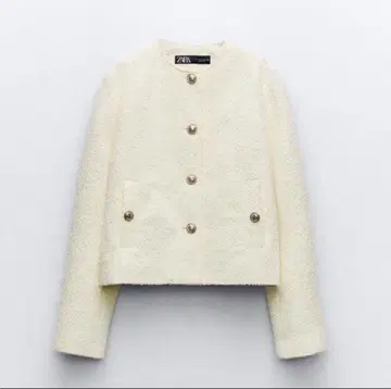 [ 완판템 ] ZARA 숏 텍스처 자켓 화이트 XS