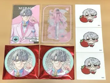 니지산지 8주년 히토하시 아야토 캔뱃지/메탈카드/스티커/크리카 7점