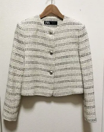 ZARA 노카라 자켓 트위드 XS 포멀