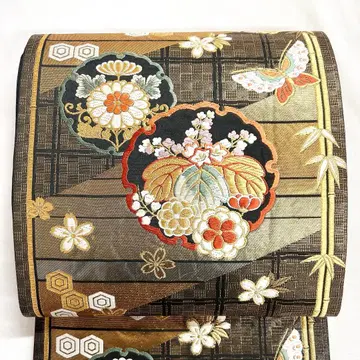 후쿠로 오비 후리소데 오비 눈꽃 문양 나비 꽃 기모노 오비 051k o