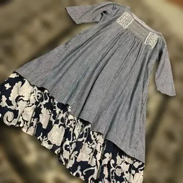 히코리 데님 미디 원피스