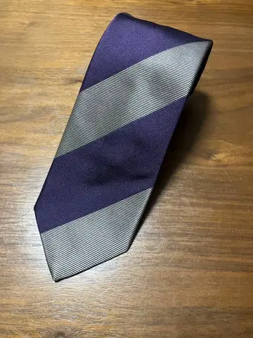 흠집 있음 FRANCO BASSI 퍼플 x 베이지 스트라이프 넥타이