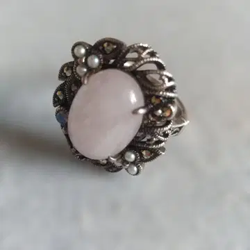 록잔 실버 반지 로즈쿼츠 약 17호