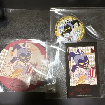 해즈빈 호텔 애니메이트 카페 글리터 캔뱃지 아담 코스터 카드