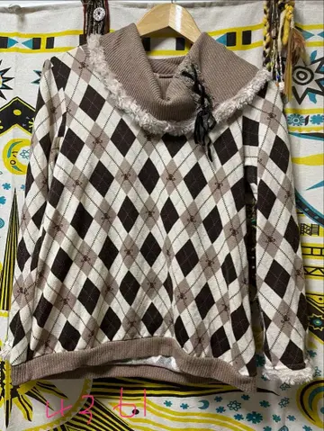 axes femme 아가일 오프숄더 상의 리본 공주 위시코어