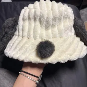 강아지 귀 달린 타월 원단 모자