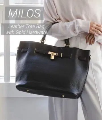 극미품 MILOS 미로스 2way 골드 금장 장식 토트백 이탈리아제