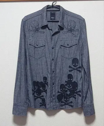 Roen 스컬 패치 데님 셔츠 해골