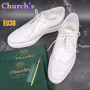 새상품급 Church's 쳐치 MELODY 통굽 윙 팁 화이트