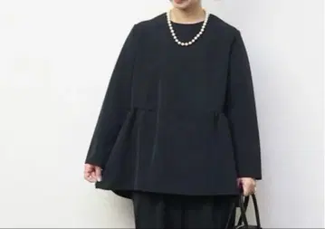 un cinq 앙상크 스트레치 더블 크로스 페플럼 블라우스