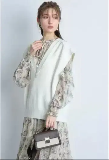 Apuweiser-riche 뉴앙스 플라워 프린트 원피스 베스트 세트