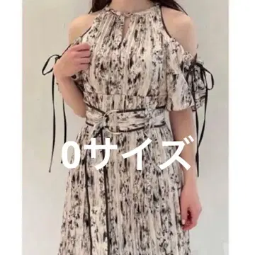 Snidel 2WAY 볼륨 슬리브 프린트 원피스 BRW 0 사이즈