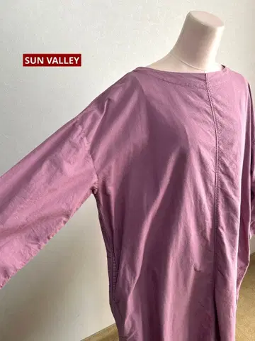 SUN VALLEY 보트넥 7부 소매 튜닉 원피스 F