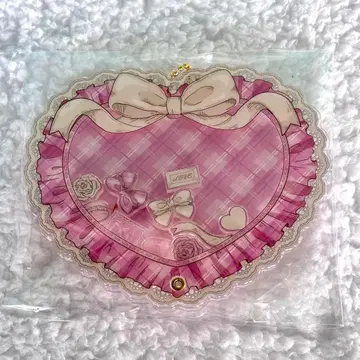 후쿠야 클래식 체크 하트 아크릴 프레임 핑크