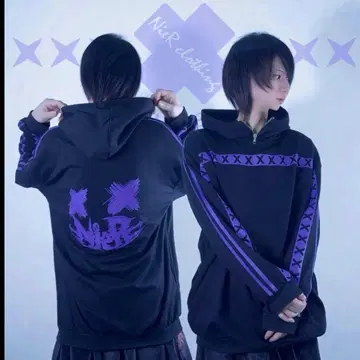 NieR PURPLE CROSS LINE HIGH NECK HOODIE