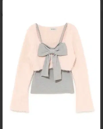 bubbles 리본 니트 앙상블 PK x GRY 그레이