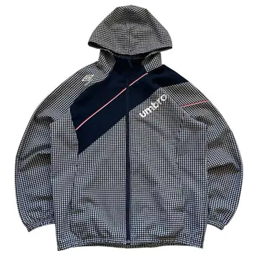 UMBRO 시어서커 후디 블루종 깅엄 체크 사선 디자인