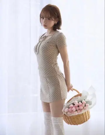 ANDMARY Dot ribbon set up 베이지