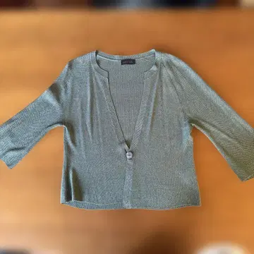 요시에 이나바 실크 100% 봄 상품 가디건 그린