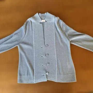 요시에 이나바 실크 100% 봄 상품 가디건 블루