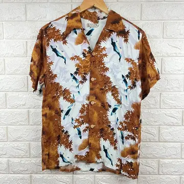 DENIME 드님 오리존티기 레이온 하와이안 셔츠 S 일본풍 패턴