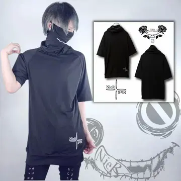 NieR [ FACE COVER 일체형 ] 하이넥 롱 기장 상의