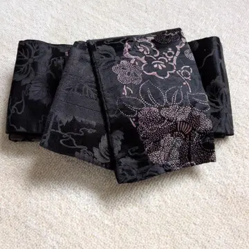 고전 블랙 오비 리메이크 원단 패턴 하프 오비