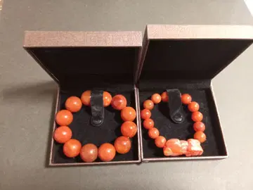 빨간색 마노 팔찌 세트 15mm 12mm