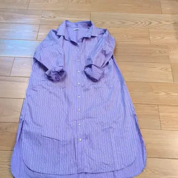 유나이티드 애로우즈 I OF MINE 보라색 스트라이프 셔츠 원피스