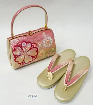 조리 가방 세트 나전칠기 장식 핑크 골드 꽃보라 24.5cm L 사이즈