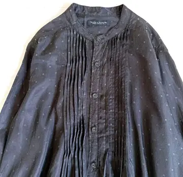 트라바유 매뉴얼 셔츠 원피스 핀턱 개더 도트 블랙