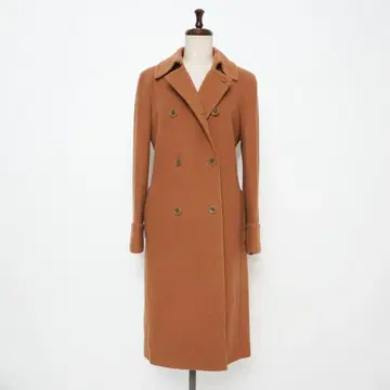 캘빈클라인 울 혼방 롱 코트 허리 벨트 포함 브라운 9*MD1311