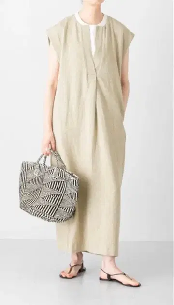 카구레 (kagure) 린넨 레이온 스키퍼 원피스 1 내추럴