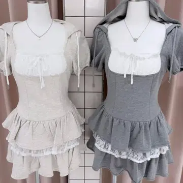 bubbles 버블스 걸리시 맨투맨 원피스 그레이