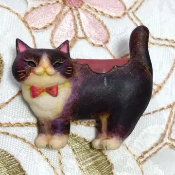 통통 냥코 브로치 핸드메이드 작가 에키드나 아야 고양이 나비 넥타이