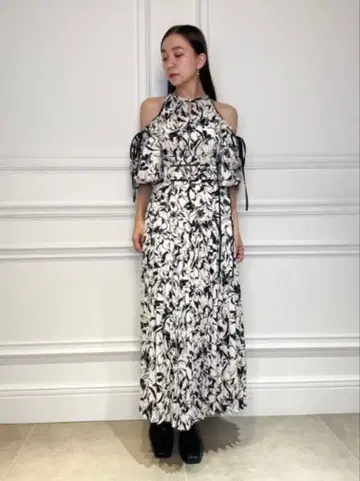 스나이델 2way 슬리브 프린트 원피스 0 사이즈 반팔 롱 원피스