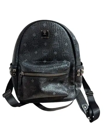 MCM 스터드 장식 블랙 백팩 검정 S 사이즈