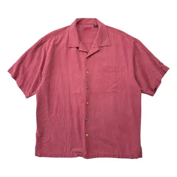구제 의류 실크 오픈 카라 하와이안 셔츠 무지 헤링본 남성용 L