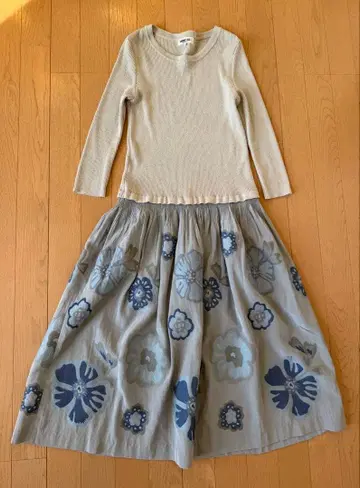 히로코비스 9호 플라워 프린트 미디 기장 원피스