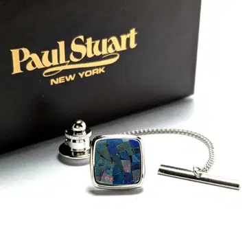 pstp11 새상품 폴 스튜어트 타이 턱 실버 x 블루 파랑 유리