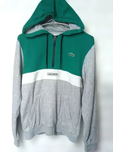 LACOSTE 스포츠 투톤 컬러 하프 집업 후드티 사이즈 S