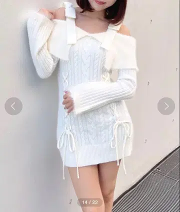 one way 오프숄더 니트 원피스