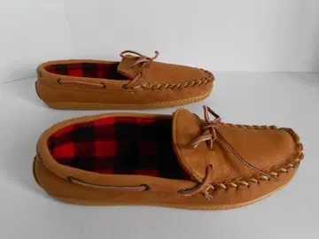새상품급 가죽 모카신 안쪽 플리스 미국제 사이즈 8 카멜색