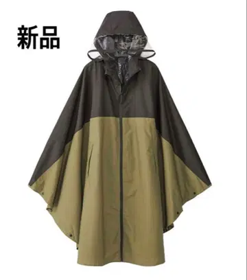워크맨 여성용 고발수 레인 판초 카키 x 블랙 2