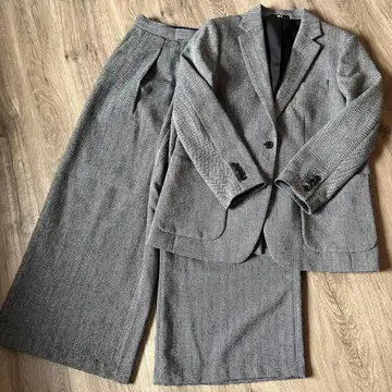 유니클로 C 트위드 오버 사이즈 자켓 트위드 턱 와이드 팬츠